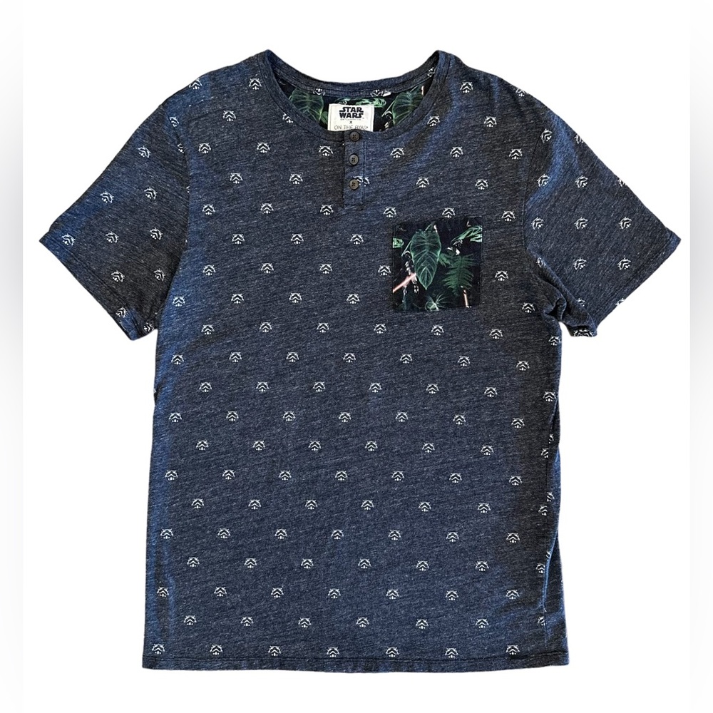 Star Wars Grey/blue T-Shirt Stormtrooper Darth Vader Casual Button Official L